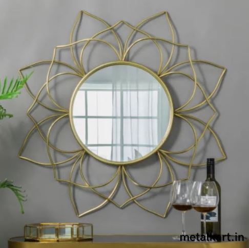 Metallic Lotus Mirror (24 x 24 Inches)