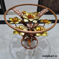 Thumbnail for Metallic Multipurpose Flowery Center Table With Glass Top For living room (22.5*22.5*20 Inches approx)