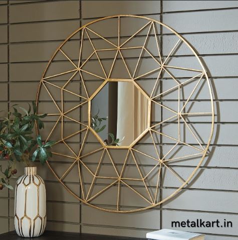 Metallic Octa Mirror Fixed in Geometrified circle (30 x 30 Inches)