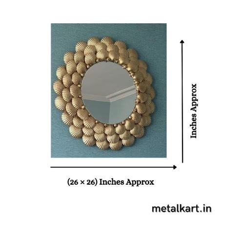 Metallic Oval lined leaf mirror (26 x 26 Inches)