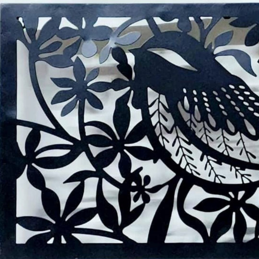 Metallic Perching Bird Wall Sculpture