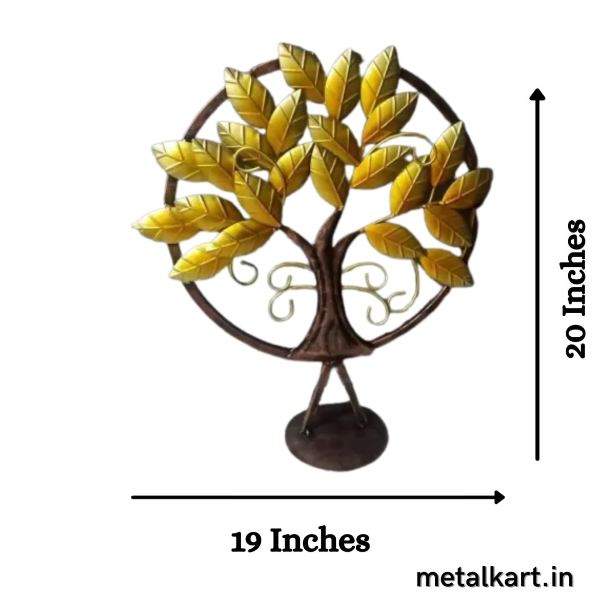 Metallic Pipal Tree in Circular Frame with Lot of Leaves Table top (19*6*20 Inches)