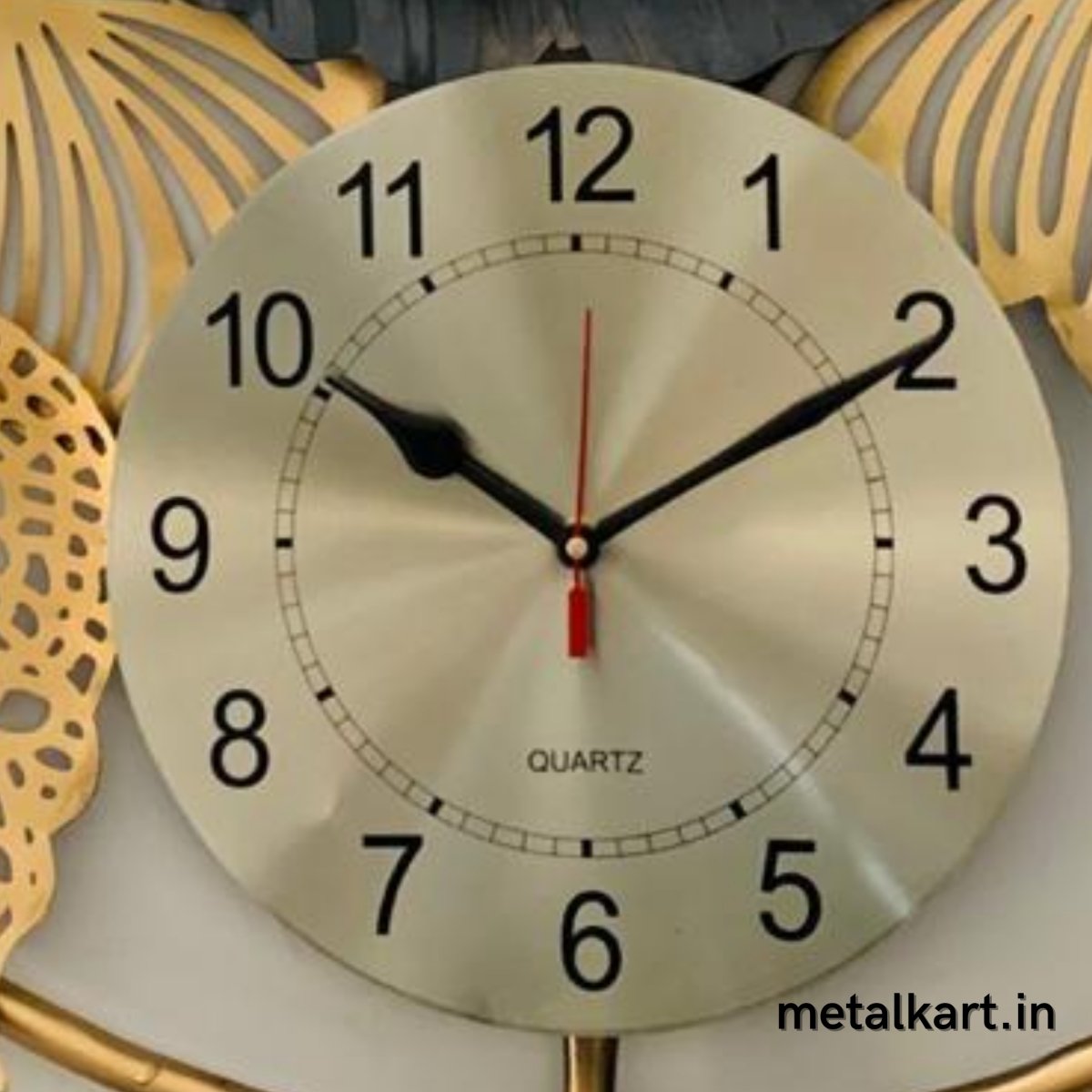 Metallic Ring Exotic Flower Leaf Wall Clock (30 x 28 Inches approx)