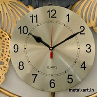 Thumbnail for Metallic Ring Exotic Flower Leaf Wall Clock (30 x 28 Inches approx)