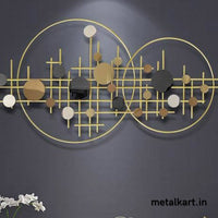 Thumbnail for Metallic round shaped wall art with geometrical blocks (55 x 22 Inches)