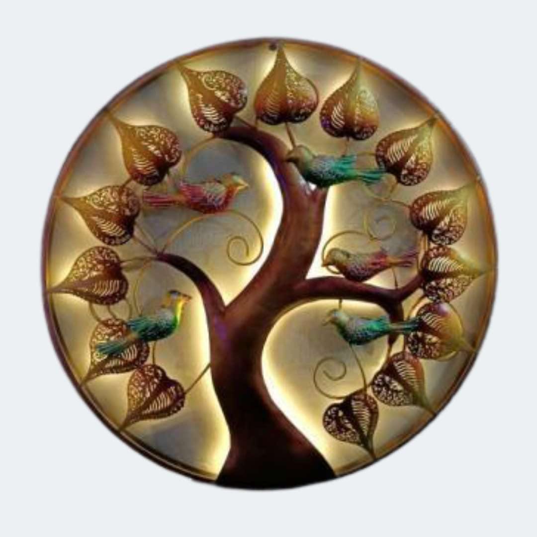 Metallic ROUND TREE 5 BIRD (30 * 30 Inches)