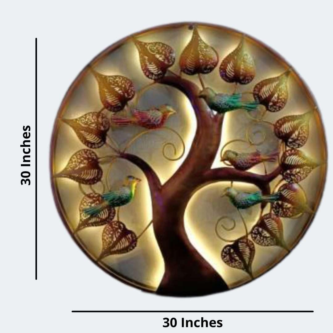 Metallic ROUND TREE 5 BIRD (30 * 30 Inches)