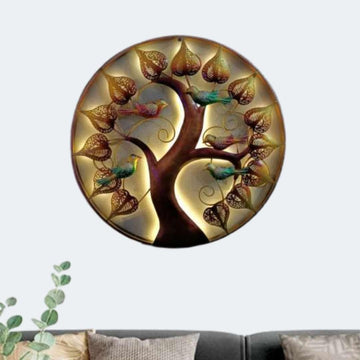 Metallic ROUND TREE 5 BIRD (30 * 30 Inches)