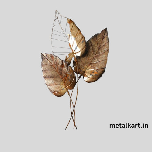 Metallic sacred leaf design 3D wall accent (37 x 20 Inches)