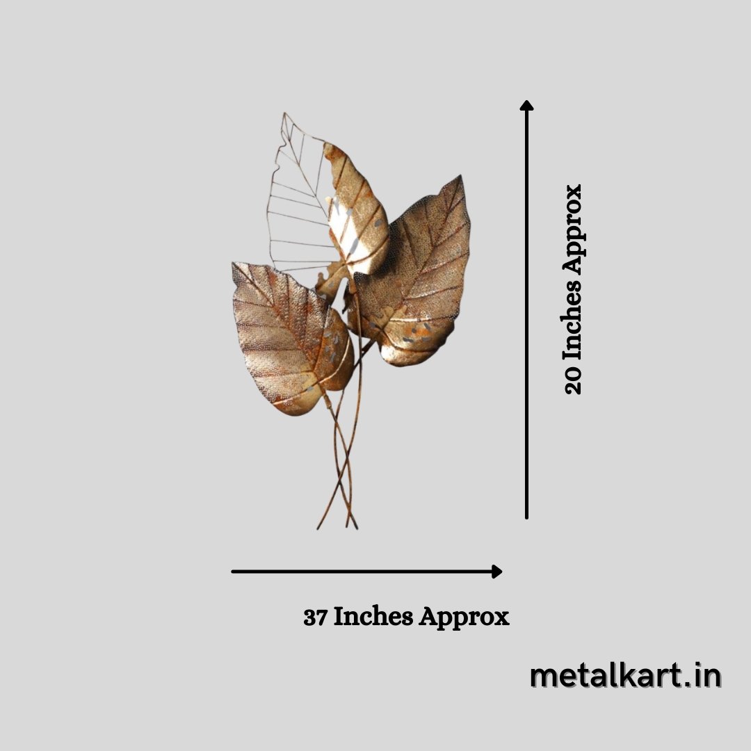 Metallic sacred leaf design 3D wall accent (37 x 20 Inches)