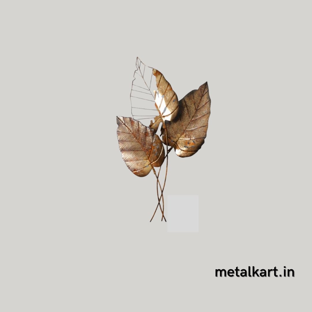 Metallic sacred leaf design 3D wall accent (37 x 20 Inches)