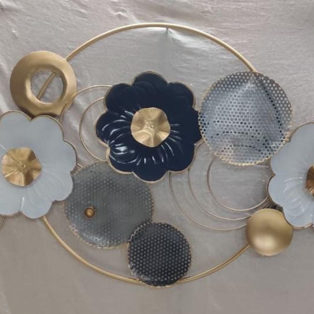 Metallic Sea Circle plates wall art (48 x 23 Inches)