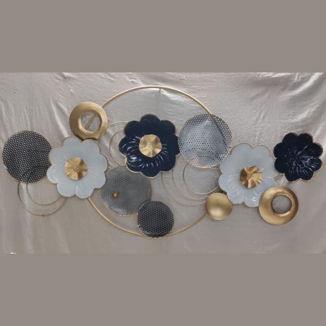 Metallic Sea Circle plates wall art (48 x 23 Inches)