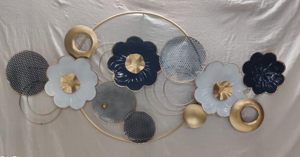 Metallic Sea Circle plates wall art (48 x 23 Inches)