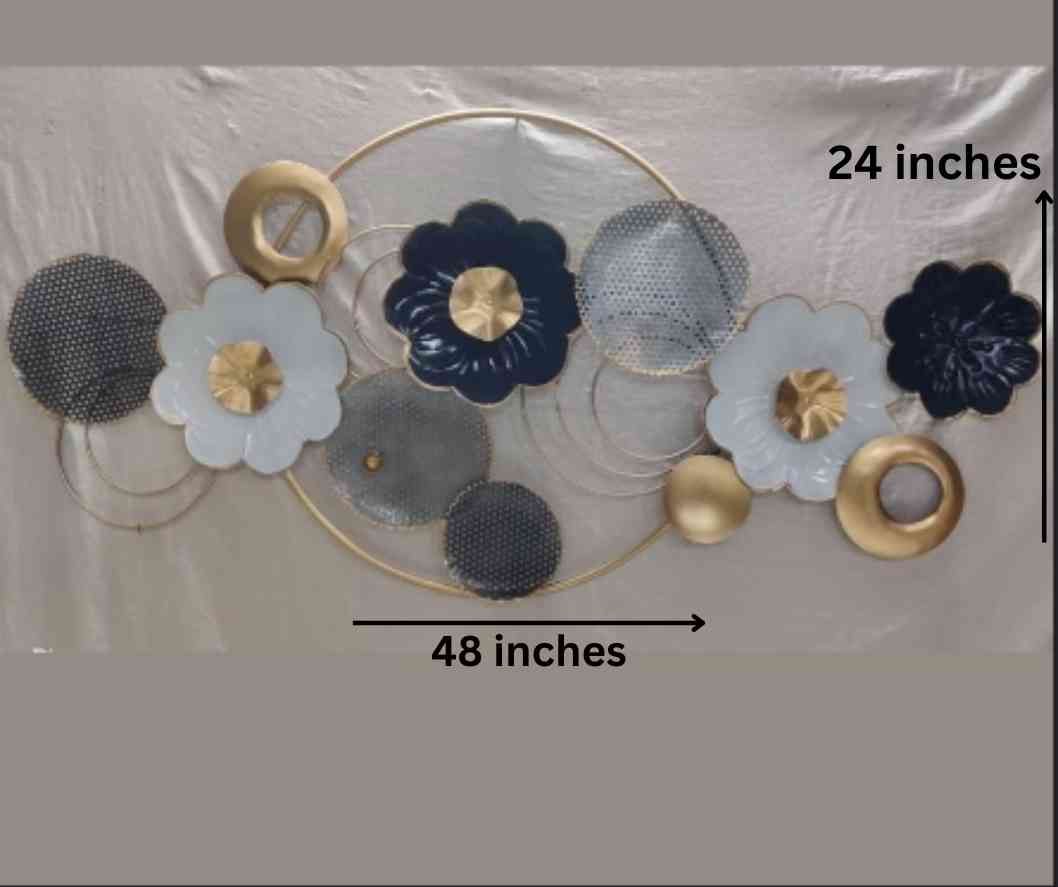 Metallic Sea Circle plates wall art (48 x 24 Inches)