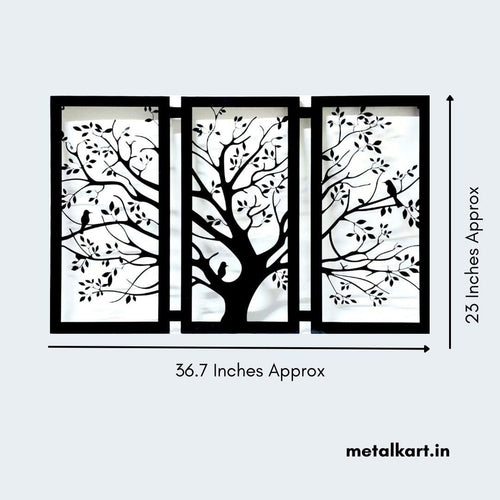 Metallic Shady tree with Birds wall design