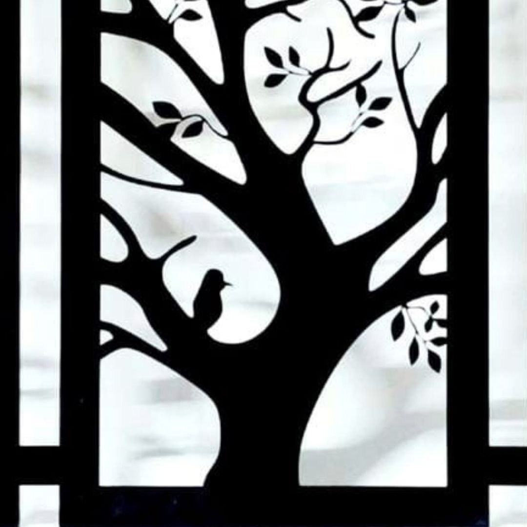 Metallic Shady tree with Birds wall design