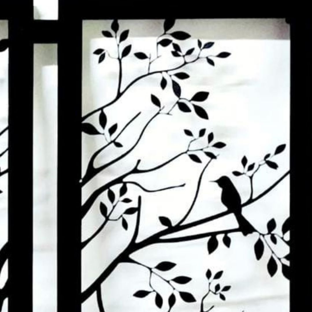 Metallic Shady tree with Birds wall design