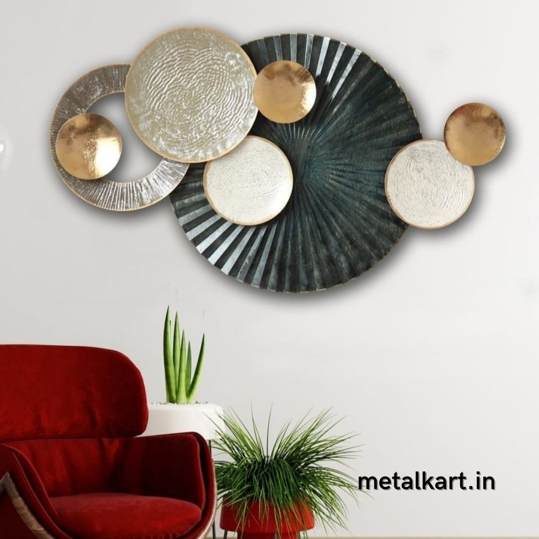Metallic Solar circular wall hanging art (40 x 22 Inches)