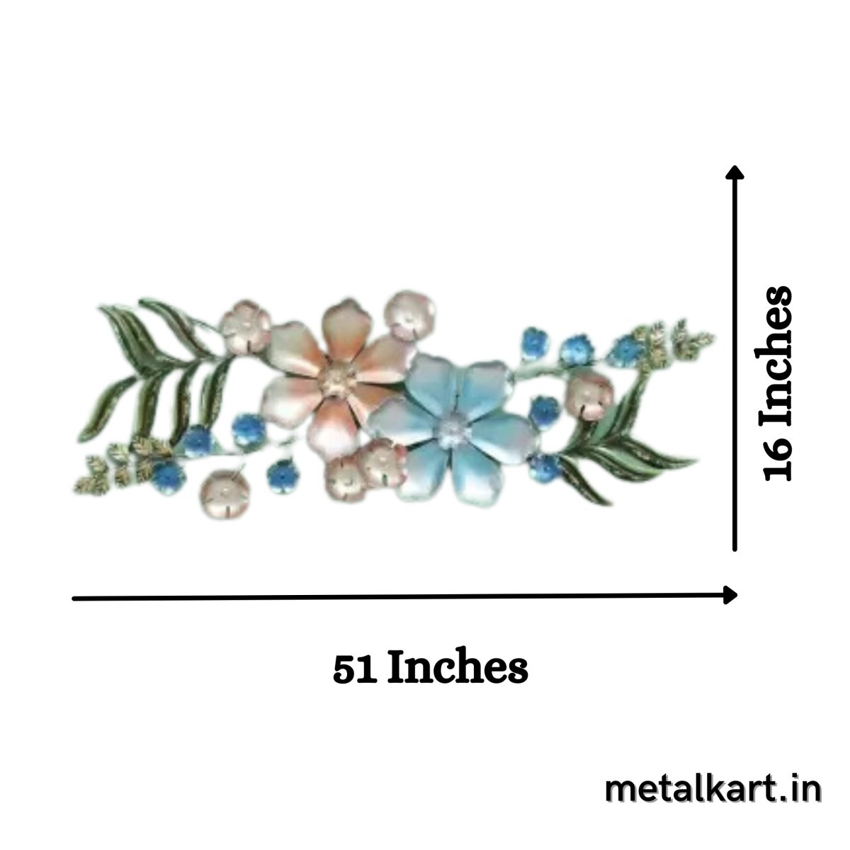 Metallic Sparkling Rhinestone Flowers Wall Hanging (51 x 16 Inches)