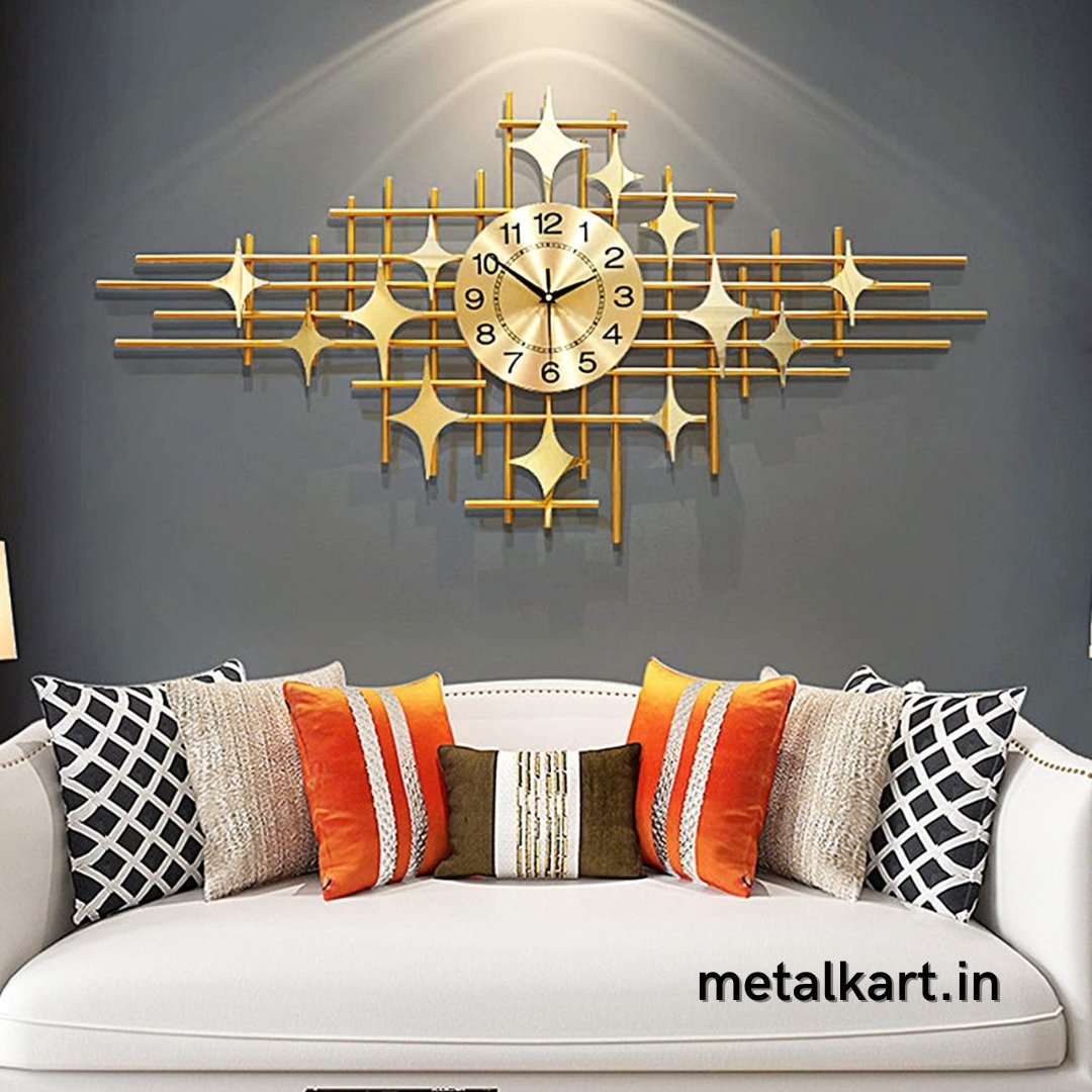 Metallic Stary Clock wall design (48 x 24 Inches)