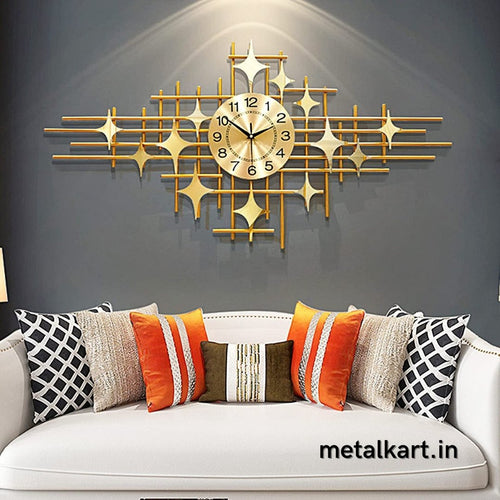 Metallic Stary Clock wall design (48 x 24 Inches)