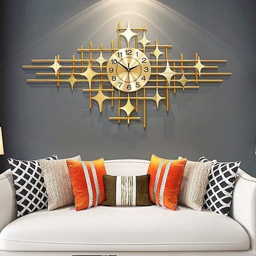 Metallic Stary Clock wall design (48 x 24 Inches)