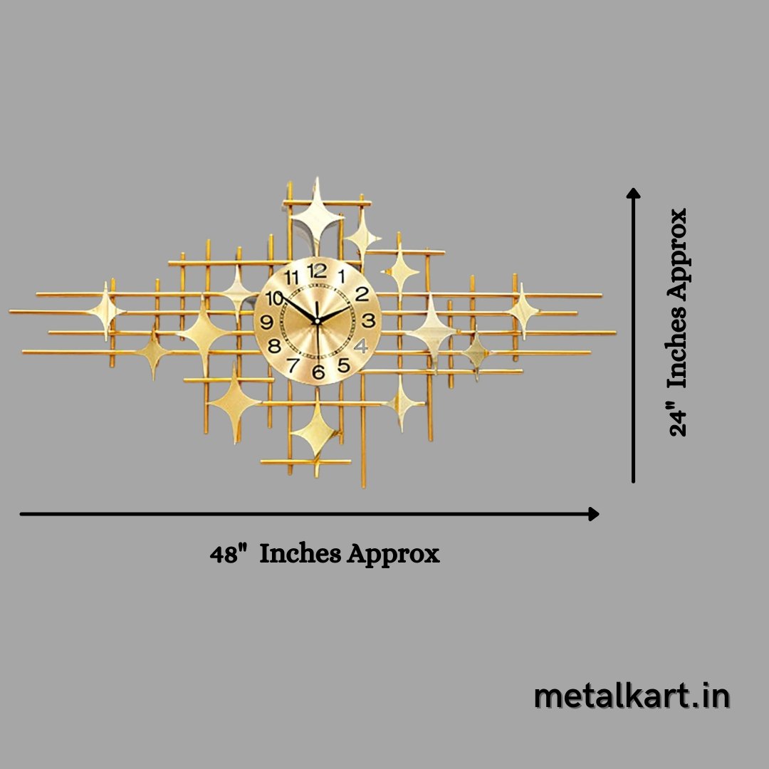 Metallic Stary Clock wall design (48 x 24 Inches)