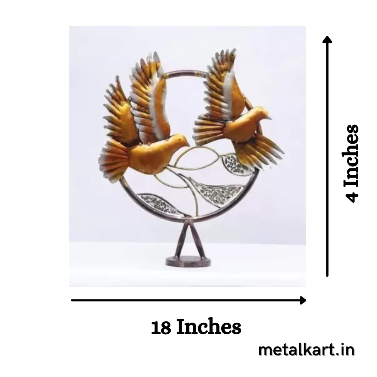 Metallic Suiter of 2 Flying Birds Ring Table décor (18*16 Inches approx)