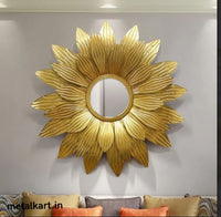 Thumbnail for Metallic Sunburst Flare Wall Mirror (24 x 24 Inches)