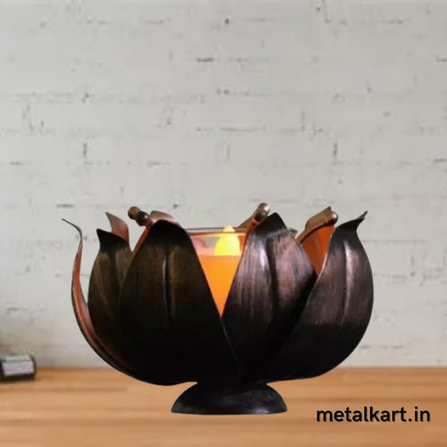Metallic T-Lite Holder In Dark Lotus For living room (07*08*05 Inches approx)