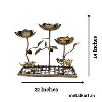 Thumbnail for Metallic T-LITE Stand in Lotus Flower with Birds Table décor (22*8*14 Inches)