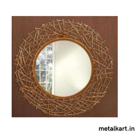 Metallic Thatched Circular Mirror (24 x 24 Inches)