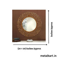 Thumbnail for Metallic Thatched Circular Mirror (24 x 24 Inches)