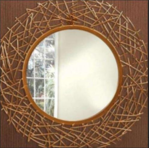 Metallic Thatched Circular Mirror (24 x 24 Inches)