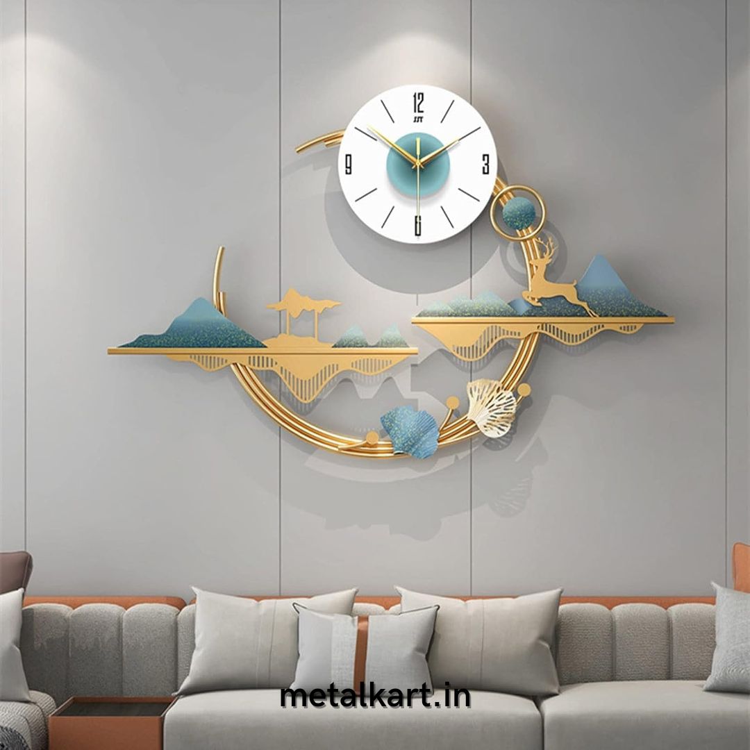 Metallic TIme in Motion Deer Wall Clock (36 x 32 Inches)