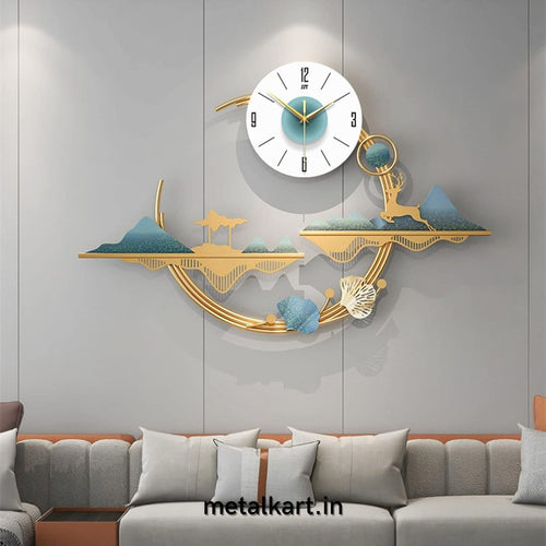 Metallic TIme in Motion Deer Wall Clock (36 x 32 Inches)