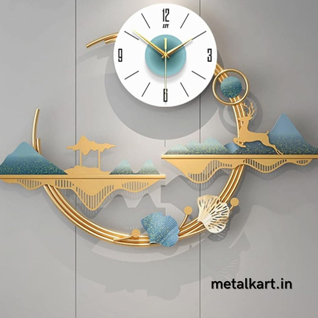 Metallic TIme in Motion Deer Wall Clock (36 x 32 Inches)