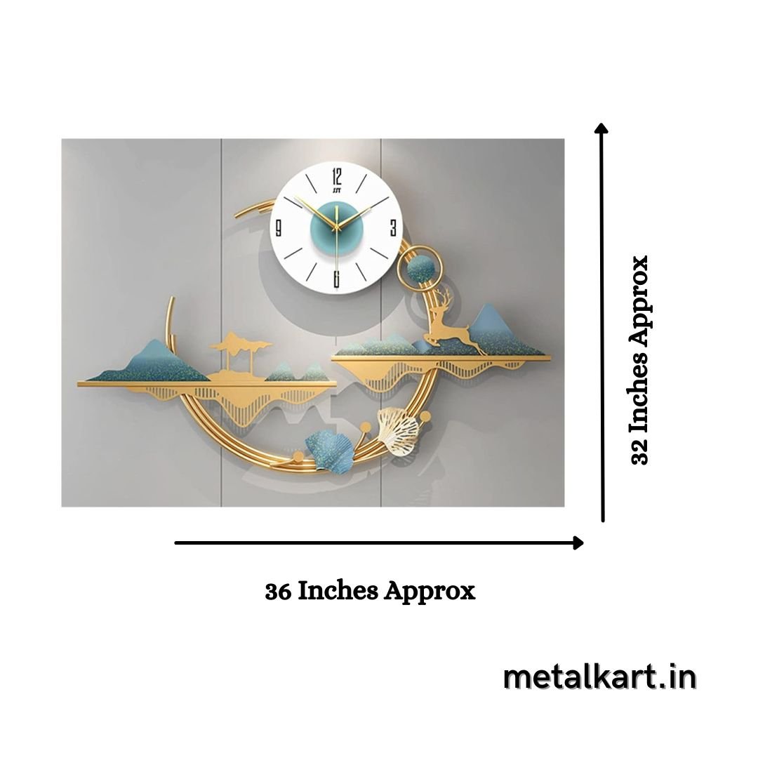 Metallic TIme in Motion Deer Wall Clock (36 x 32 Inches)