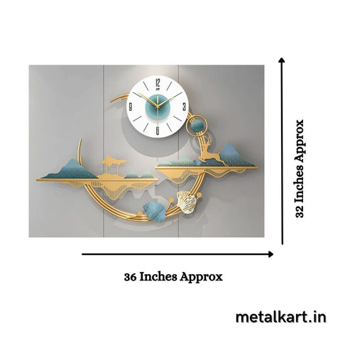 Metallic TIme in Motion Deer Wall Clock (36 x 32 Inches)