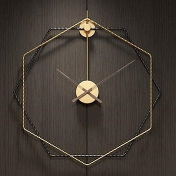Metallic Two Hexagonal Wall Clock (24 Inches)