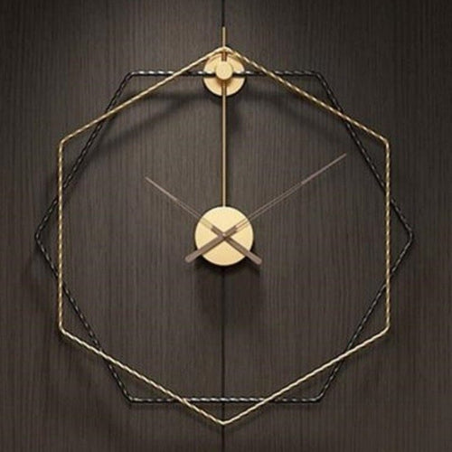 Metallic Two Hexagonal Wall Clock (24 Inches)