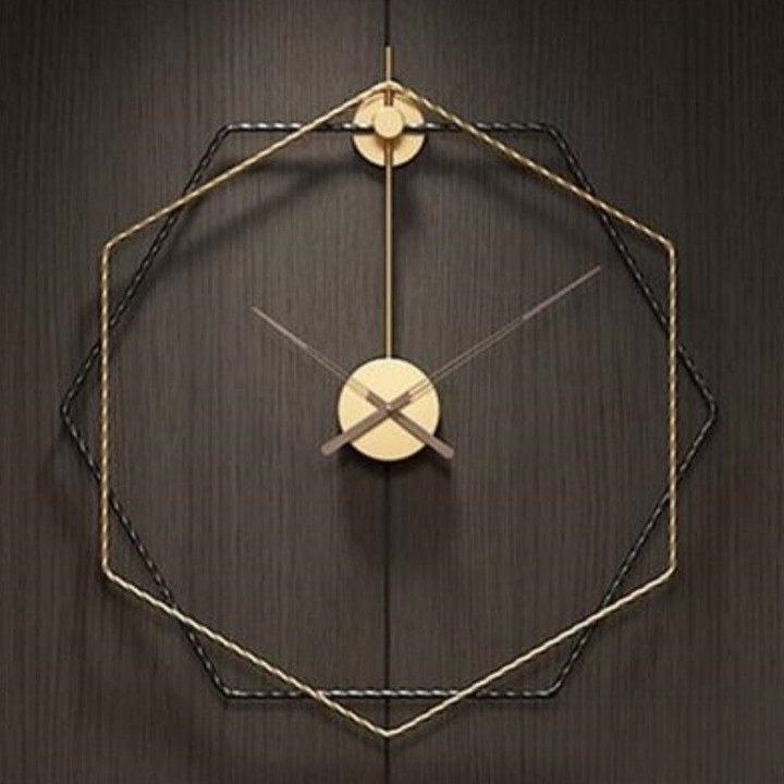 Metallic Two Hexagonal Wall Clock (24 Inches)