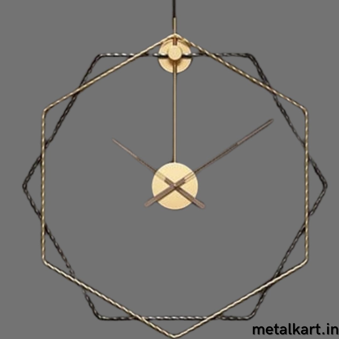 Metallic Two Hexagonal Wall Clock (24 Inches)