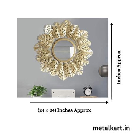 Metallic Unique Monstera Leaf Wall Mirror (24 x 24 Inches)