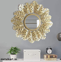Thumbnail for Metallic Unique Monstera Leaf Wall Mirror (24 x 24 Inches)