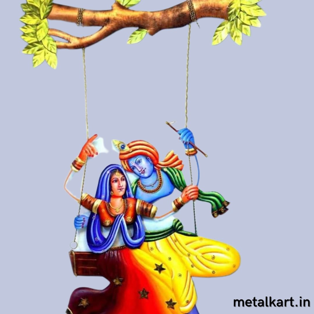 Metallic Virat Radha Krishna Jhoola (44 x 36 Inches)
