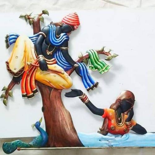 Metallic Wall Art Krishna Leela (24 x 22 Inches)