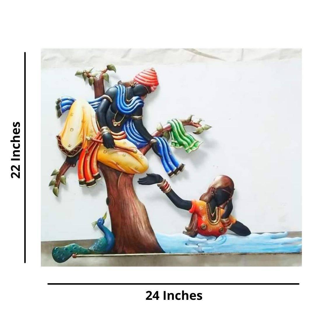 Metallic Wall Art Krishna Leela (24 x 22 Inches)