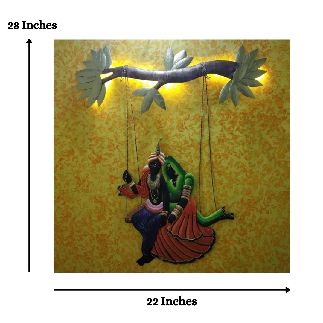 Metallic Wall Art Radha Krishna Jhoola (22 x 28 Inches) Punam